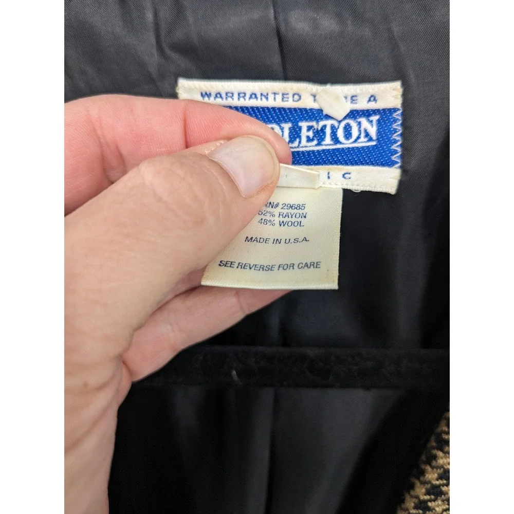Vintage Pendleton Wool Blend Blazer Women 12 Classic Houndstooth Academia Office